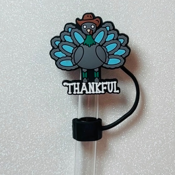 Turquoise Western Thankful Straw Topper - Picture 2 of 2